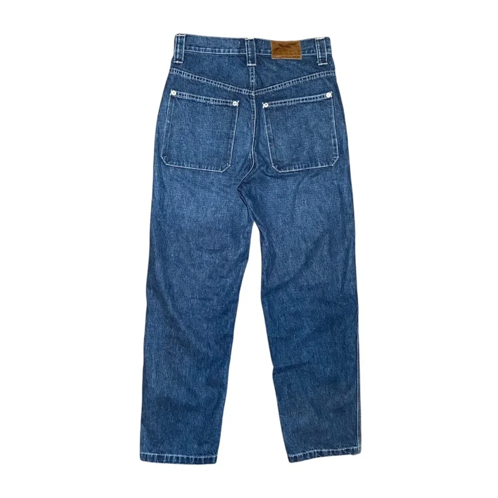 Rivet And Thread  High-Rise Relaxed Straight Jeans Dark Blue Pockets - Picture 5 of 10
